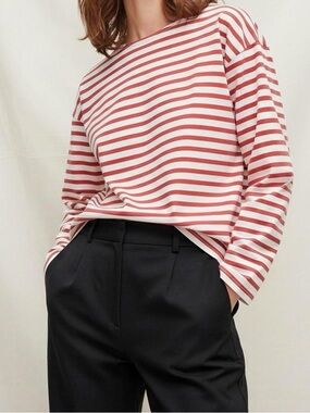 MATTEAU Breton Oversized Striped Tee, Red/White, XS